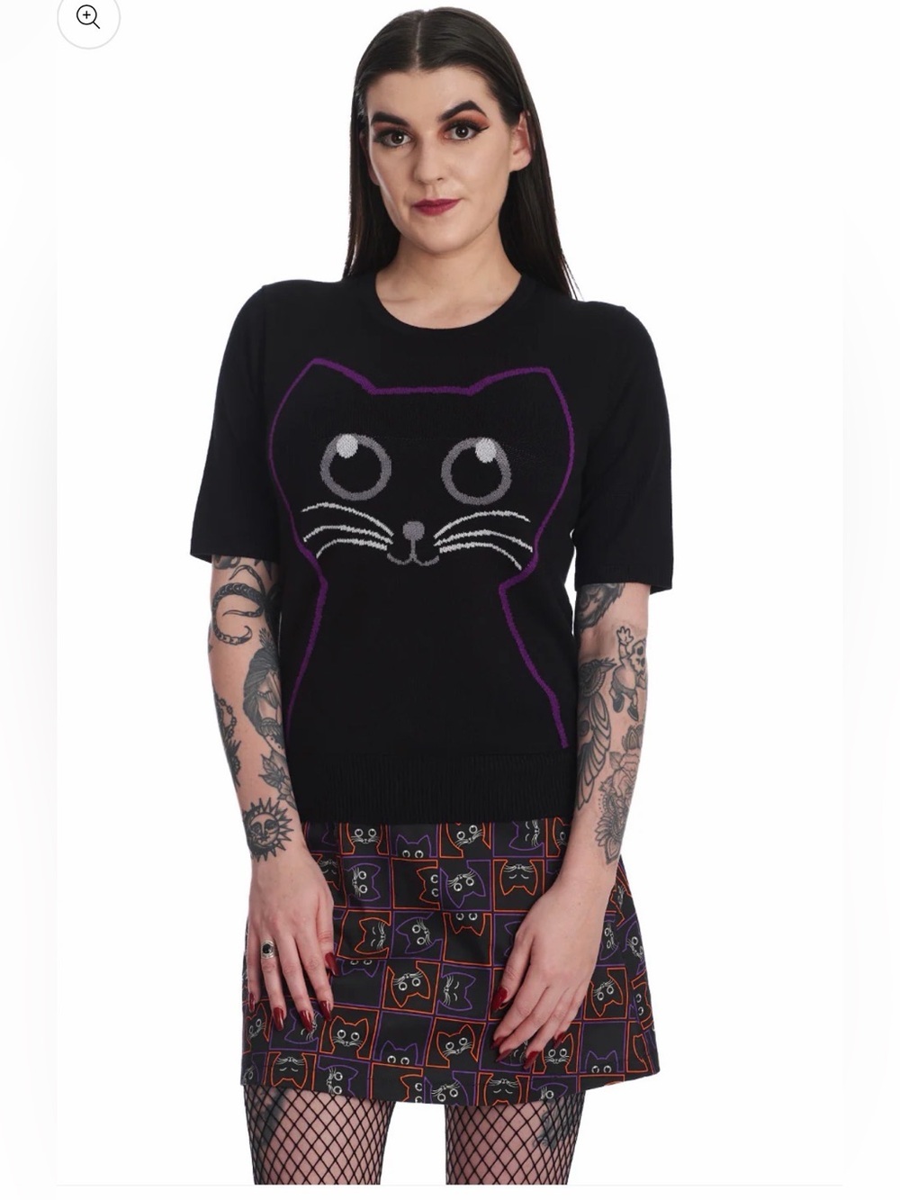 Black Cat Womens Sweater Size Small Whimsical Goth Witchy Retro 90’s Nostalgia